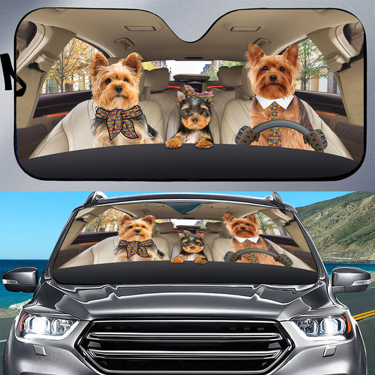 Petthouse | Puppies Yorkshire Terrier Autism Dog Auto Sunshade Yorkie Family Car Decor Anti Sunshine