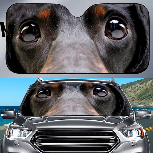 Petthouse | Dachshund Eyes Closeup Photo Dog Sunshade Wiener Funny Sun Visor For Car Windshield