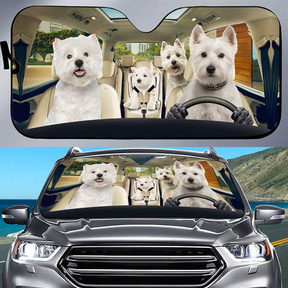 Petthouse | West Highland White Terrier Family Printed Auto Sunshade Anti Uv Puppies West Dog Owner Gift