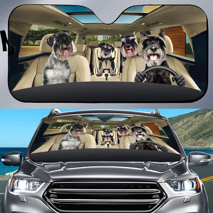 Petthouse | Miniature Schnauzer Car Sunshade Dog Lover Car Window Sunvisors Pet Lover Windshield