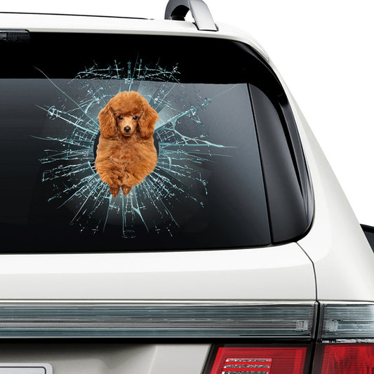 Petthouse | Toy Poodle Dog Stickers Car Decal Broken Glass Dog Decals For Trucks Car Decor Dog Lover Gift