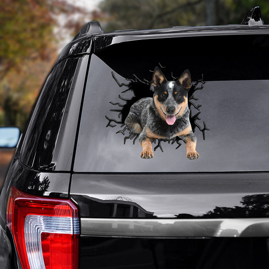 Petthouse | Australian Cattle Puppy Cracked Vinyl Sticker For Cars Dog Pet Paw Decal For Dog Lovers