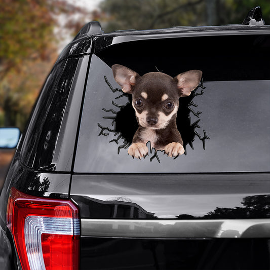 Petthouse | Chihuahua Puppy Weather-resistant Car Sticker Dog Punched Wall Printed Decal Fun Car Decor