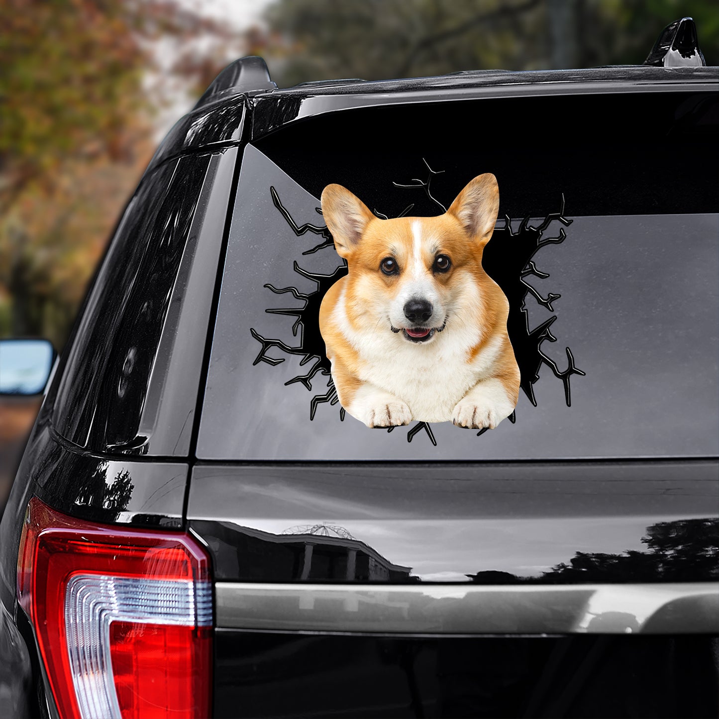 Petthouse | Pembroke Welsh Corgi Broken Glass Print Decal Dog Vinyl Car Window Sticker Dog Lover Gift Idea