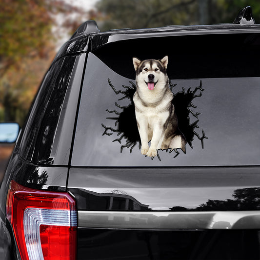 Petthouse | Alaskan Malamute Window Glass Broken Vinyl Decal Sticker Dog Car Truck Bumper Sticker Dog Mom