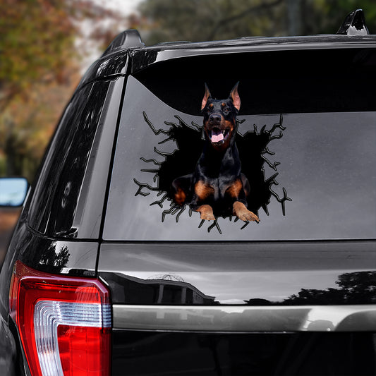 Petthouse | Doberman Pinscher Vinyl Sticker Peel And Stick Big Hole Cracked Print Decal Fun Car Decor