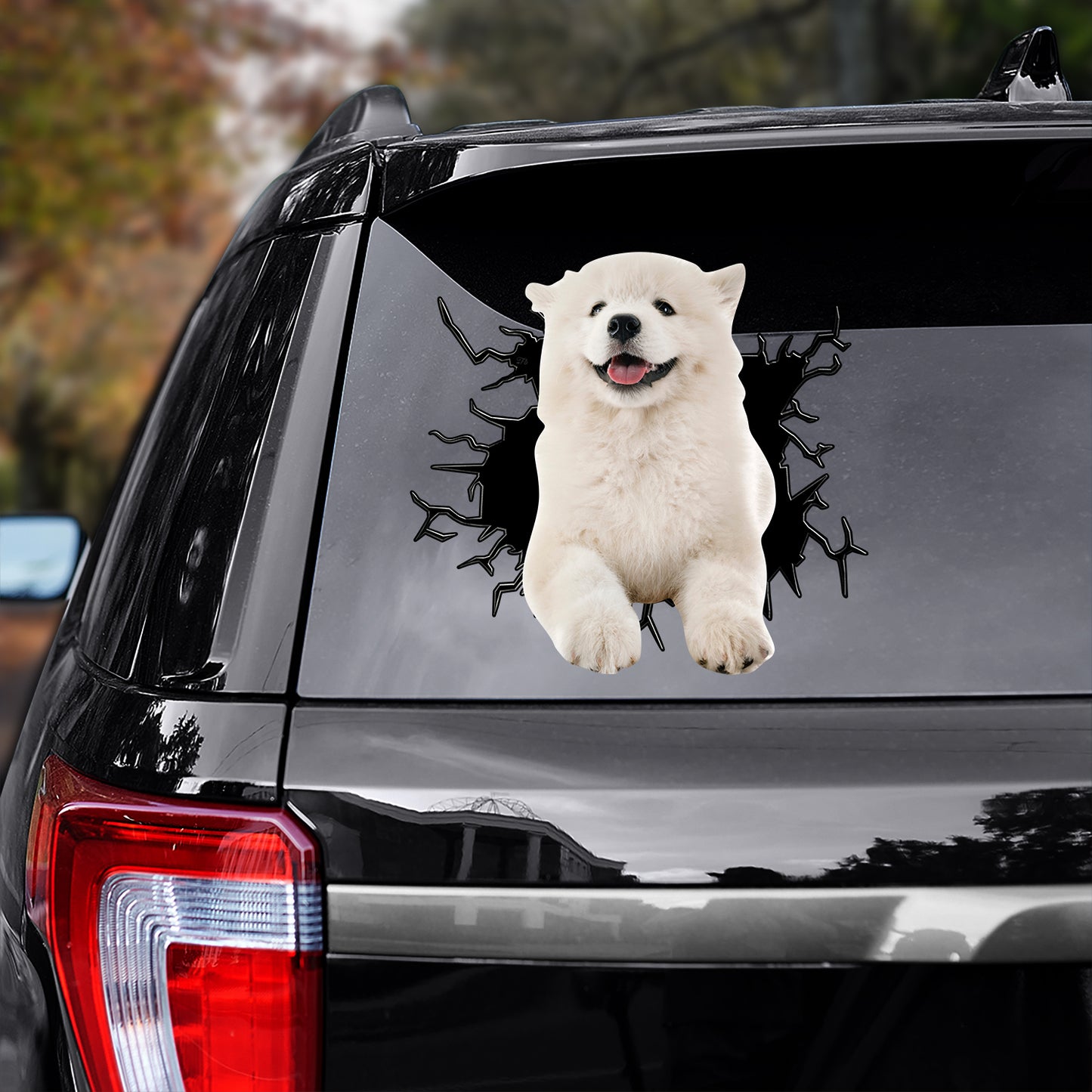 Petthouse | Samoyed Puppy Cute Decal Sticker Dog Crack Hole Print Vinyl Decal For Car Window Laptop Bottle