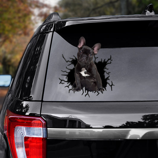 Petthouse | Black French Bulldog Puppy Stickers Dog Truck Sticker Decal Waterproof Car Window Crack Effect