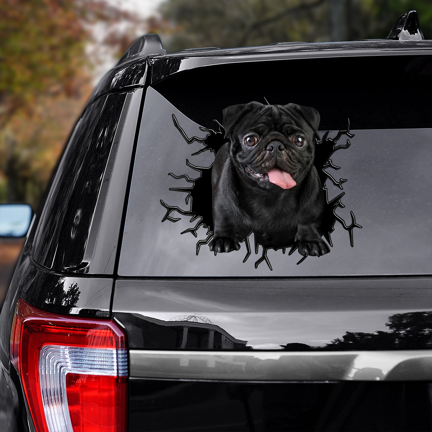 Petthouse | Black Pug Funny Design Long-lasting Vinyl Decal Pet Animal Car Window Sticker For Dog Lovers