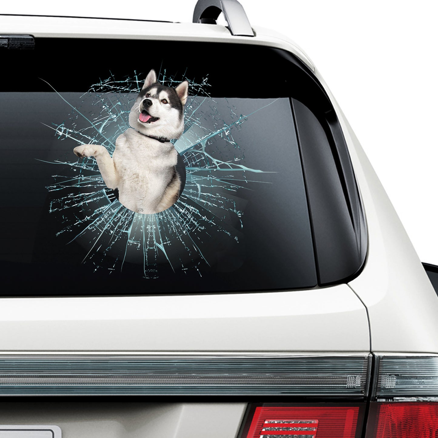 Petthouse | Siberian Husky Cute Dog Car Sticker Husky Cracked Hole Print Decals Stickers For Cars Dog Lovers