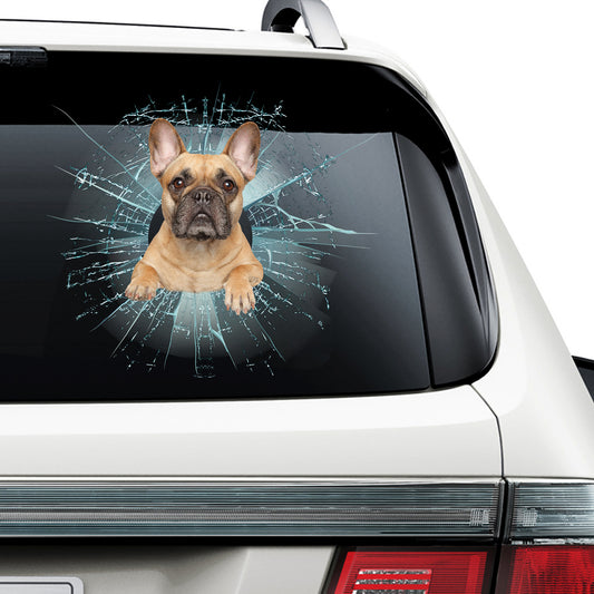 Petthouse | French Bulldog Photo Print Decal Dog Cracked Glass Car Sticker Fun Car Decor For Dog Mom Dad