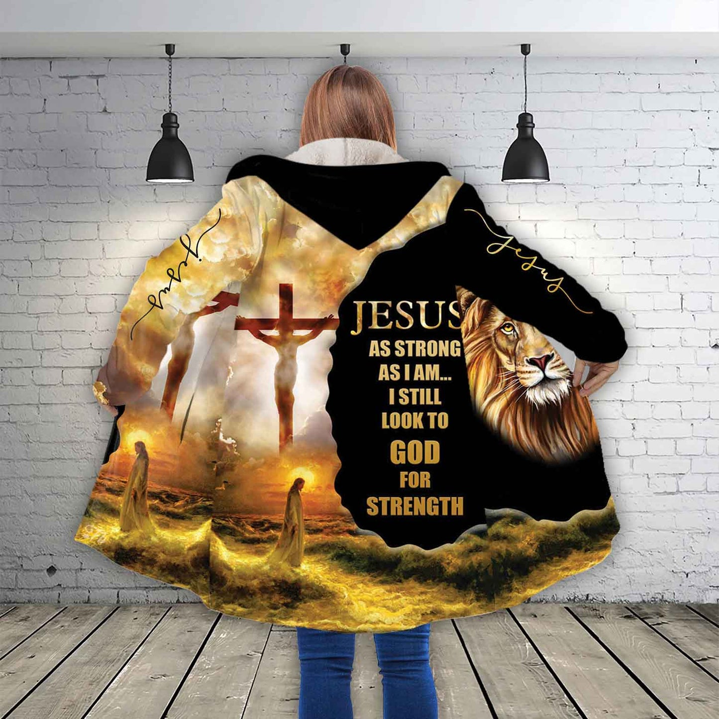 Petthouse | Jesus Lion Hooded Cloak God For Strength Cloak Christ Hooded Cloak Gift For Christian