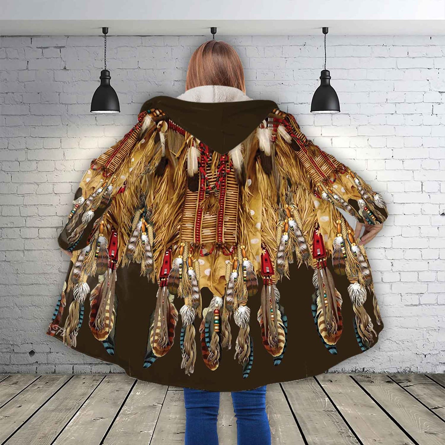 Petthouse | Indian Printed Hooded Cloak, Native American Printed Christmas Day Gift, Native Women Gift
