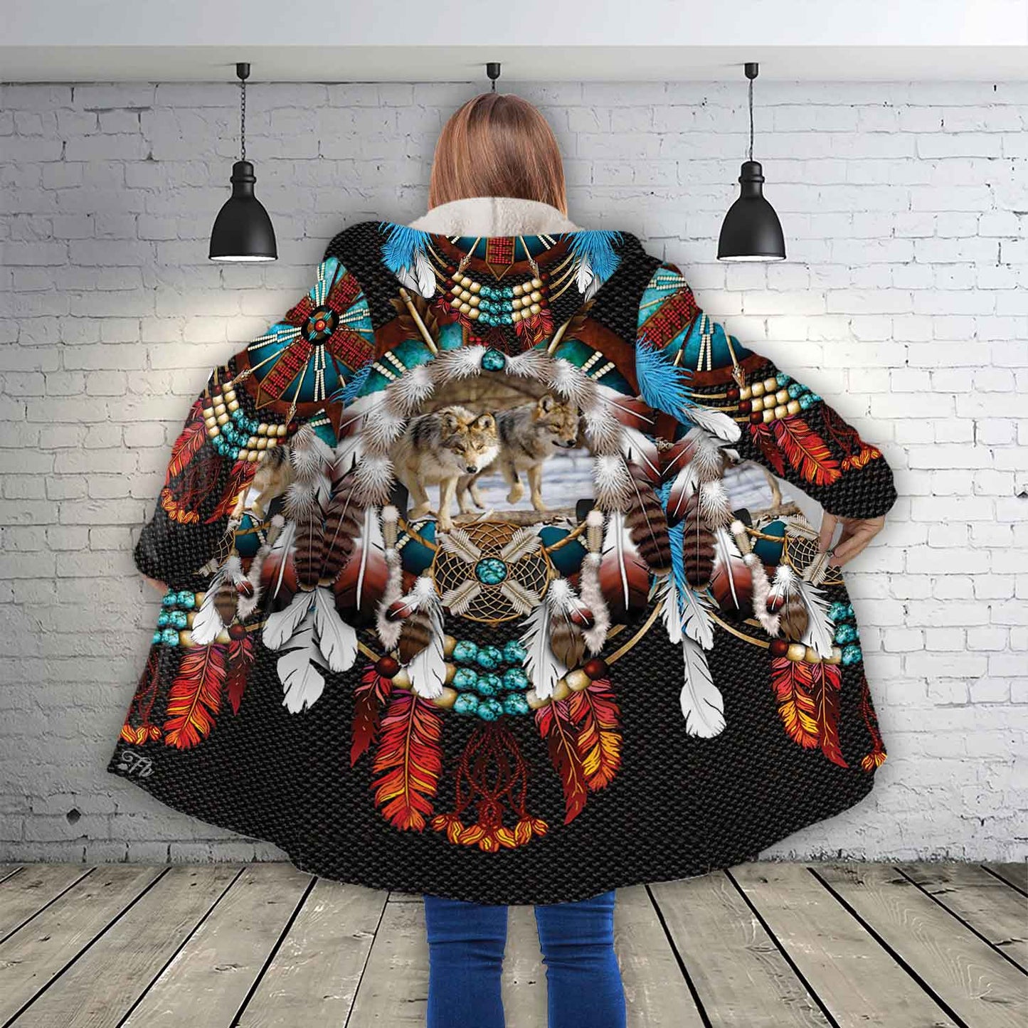 Petthouse | Wolf Wildlife Animal Dreamcatcher Hooded Cloak, Amerind Mom Native Mom For Indigenous