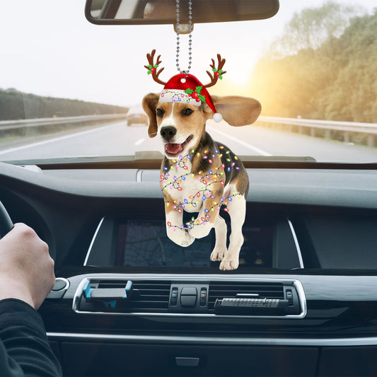 Petthouse | Cute Beagle Christmas Car Hanging Ornament Beagle Dog Believe In Santa Paw