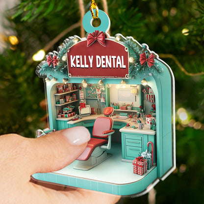 Petthouse | Personalized Dental Hygiene Room Christmas 2d Acrylic Ornament, Gift For Dentist Christmas