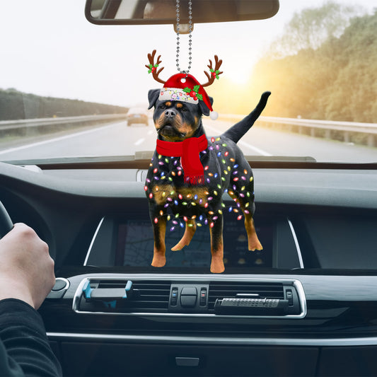 Petthouse | Rottweiler Dog Car Hanging Ornament Rottie Dog Santa Ornament Xmas Gift