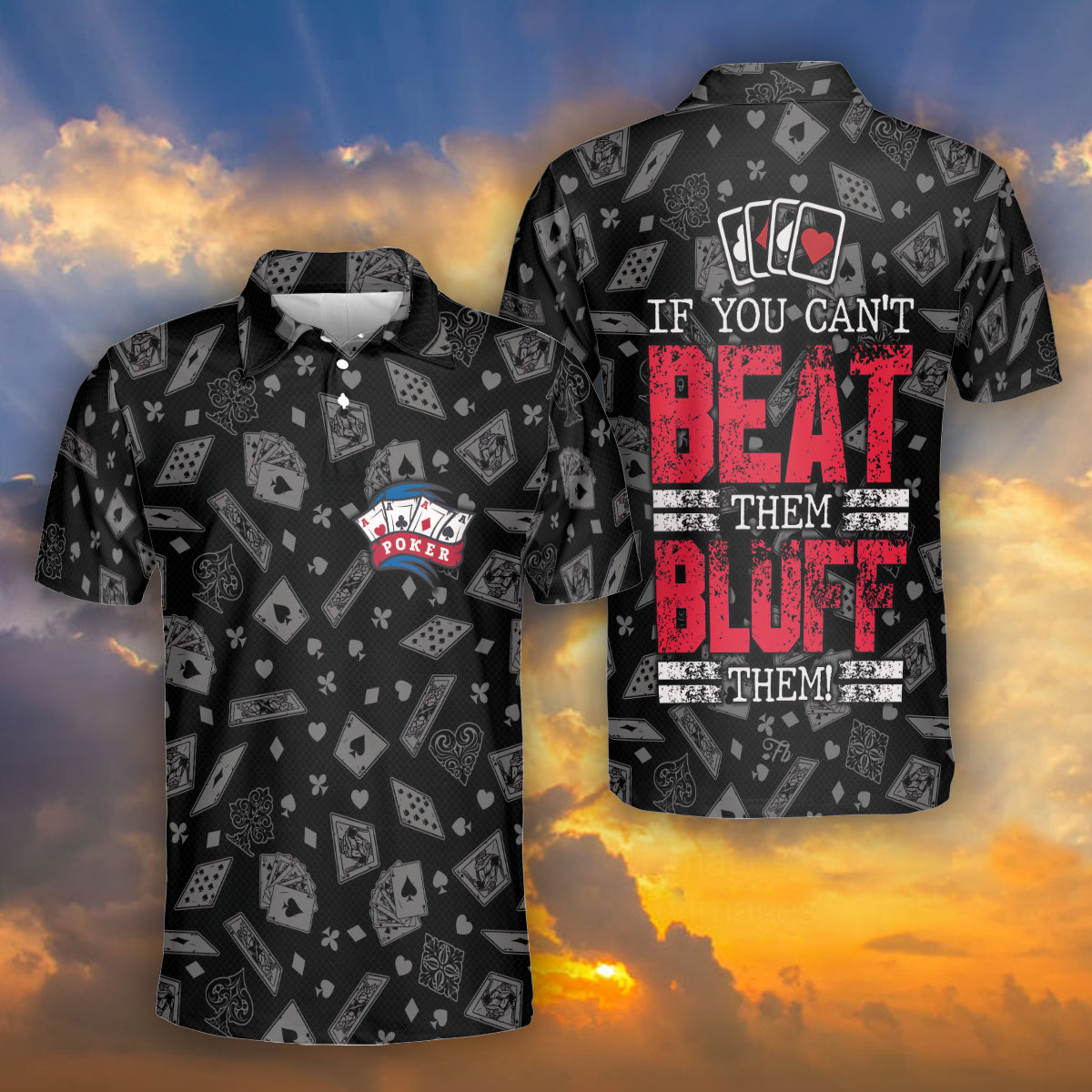 Petthouse | Card Poker Polo Shirt If You Can't Beat Them Bluff Them Card Poker Theme Party Outfit