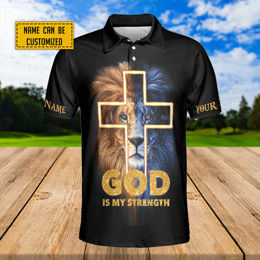 Petthouse | Customized The Light Of God Surrounds Me Polo Shirt Lion Cross Christian Gift