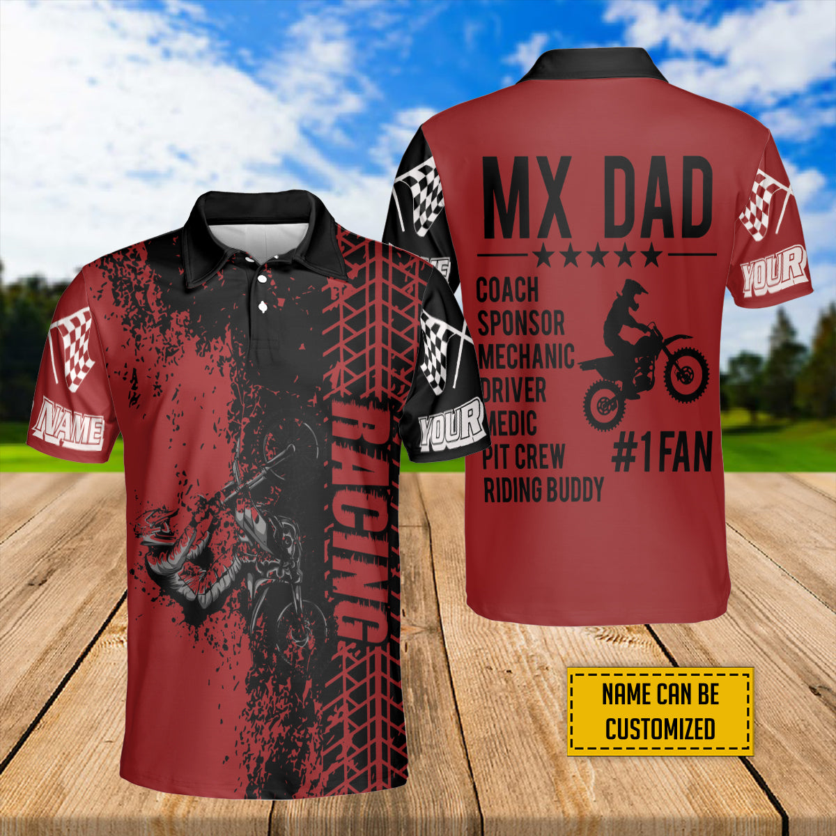 Petthouse | Customized Name Motorcycle Racing Polo Shirt Racing Dad Sport Shirt Happy Father's Day Daddy Gift