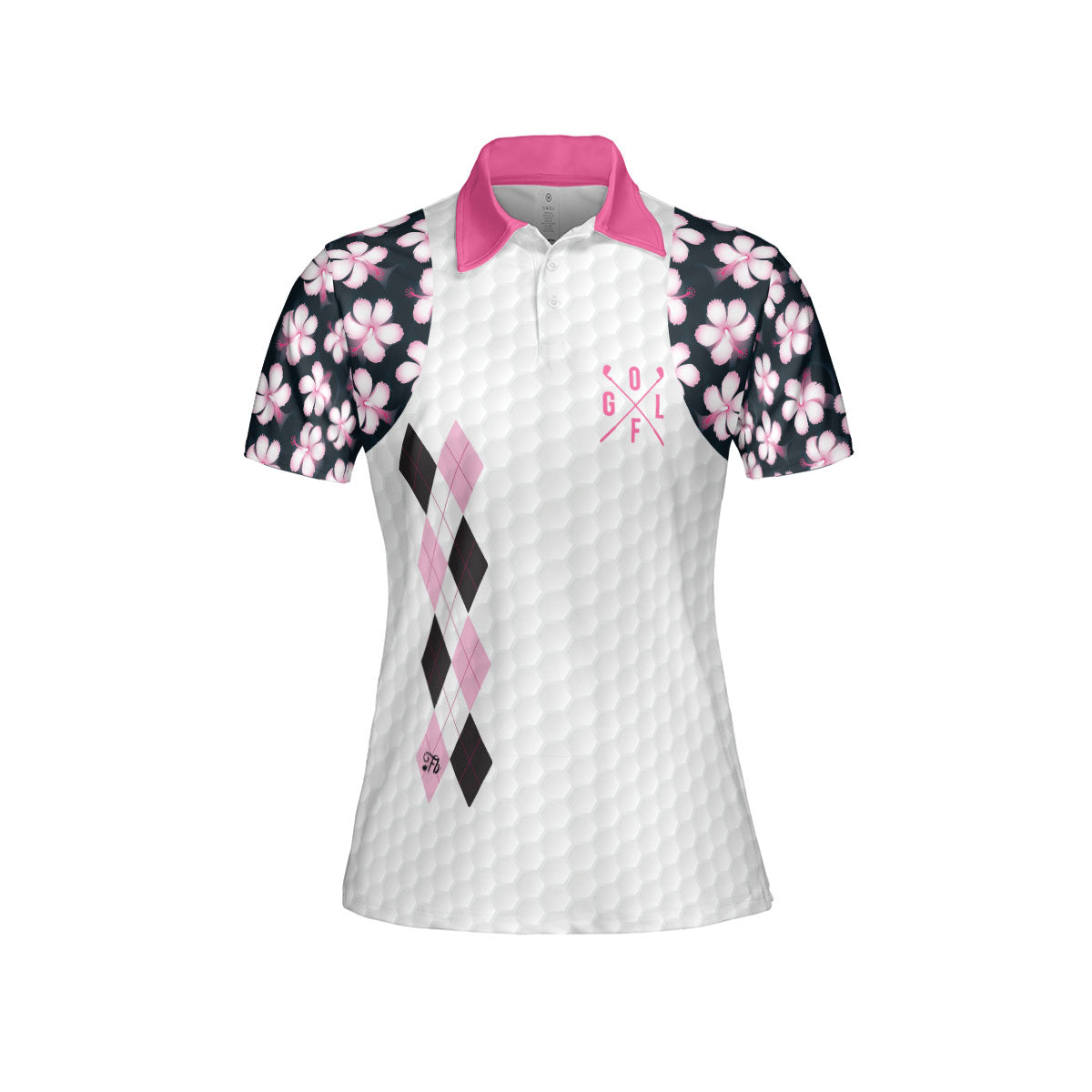 Petthouse | Hibicus Floral Pink Polo Women Shirt, Golfer Women Polo Shirt, Golf Player Fans Christmas Gift