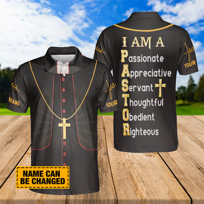 Petthouse | Customized Name Jesus Christian I Am A Pastor Polo Shirt Bible Verse Sport Shirt Scripture Quote