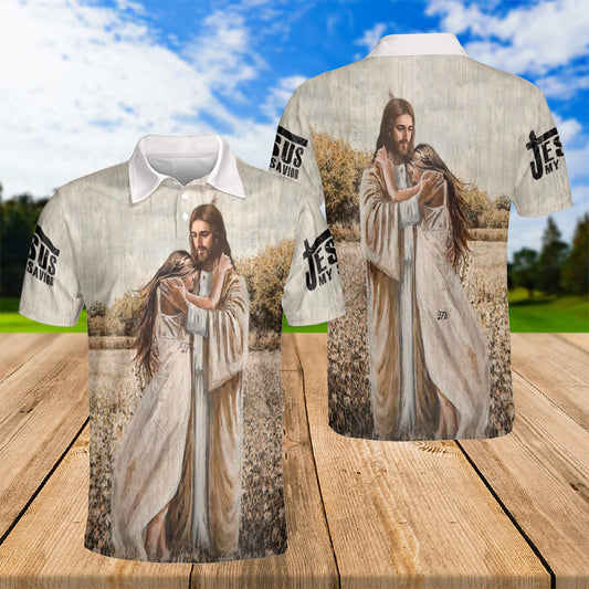 Petthouse | Jesus And Woman Polo Shirt God Christian Sport Shirt Religious Gift Birthday Gift Idea