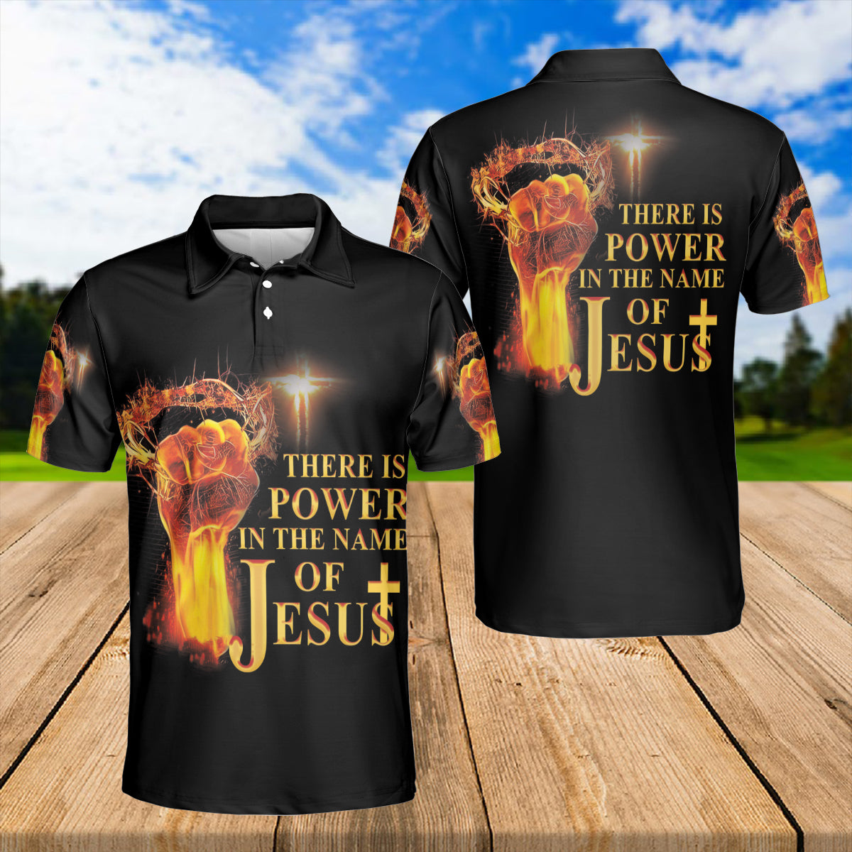 Petthouse | Jesus Christian Polo Shirt There Is Power In The Name Of Jesus Bible Verse Scripture Quote