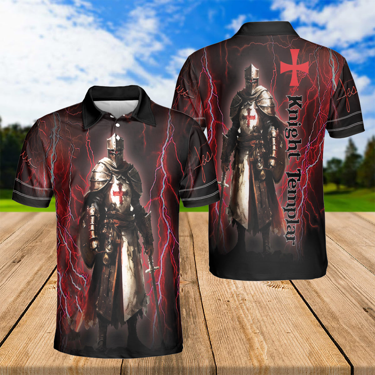 Petthouse | Knight Templar Warrior Christian Cross Polo Shirt Jesus Christ Sport Shirt Religious Gift