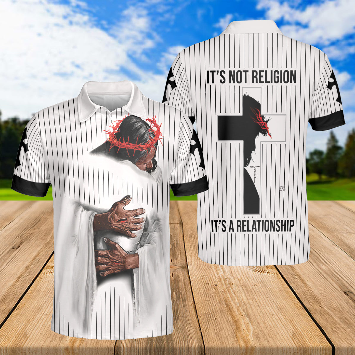 Petthouse | Jesus Christian Hug Polo Shirt Christian Relationship Sport Shirts Gift For Family Religious Gift