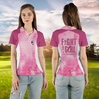 Petthouse | Golf Girl Polo Shirt Golfer Pink Polo Shirt Women Polo Fight Breast Cancer Awareness