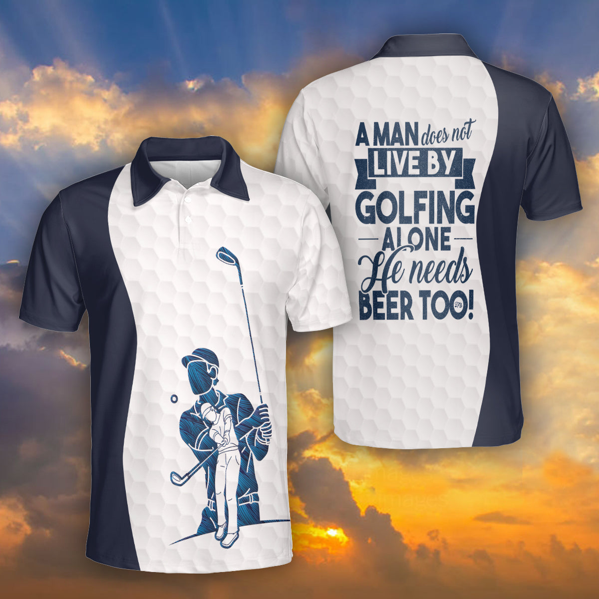 Petthouse | Golf Polo Shirt A Man Does Not Live By Golfing Polo Beer Addicted Golf Player Gift