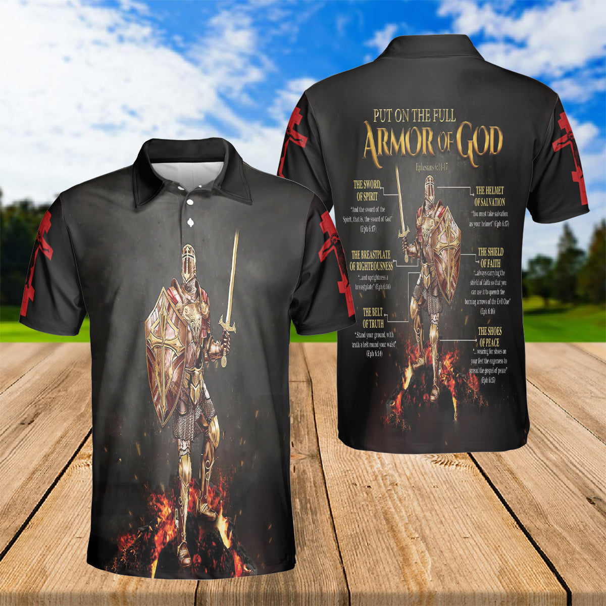 Petthouse | Amor Of God Polo Shirt Knight Templar Warrior Sport Shirt Christian Mens Polo Religious Gifts