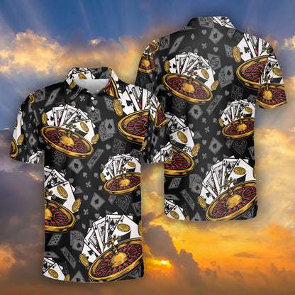 Petthouse | Card Poker Polo Shirt Card Player Gift Card Pattern Poker Player Party Outfit Idea