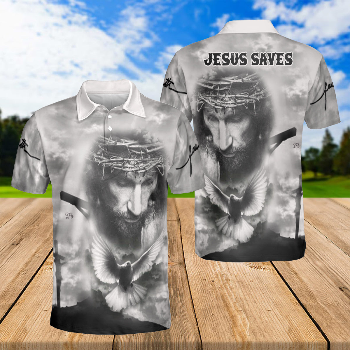 Petthouse | Jesus Christian Heaven Dove Polo Shirt God Christ Cross Sport Shirt Religious Gift Idea