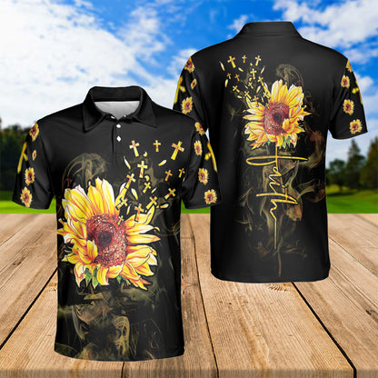 Petthouse | Faith Christian Cross Sunflower Polo Shirt Jesus God Christ Sport Shirt Sunflower Lovers Gift