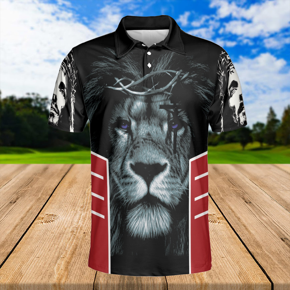 Petthouse | Jesus Lion Christian Polo Jesus Believer Christmas Gift Family, Jesus Unisex Polo Shirt