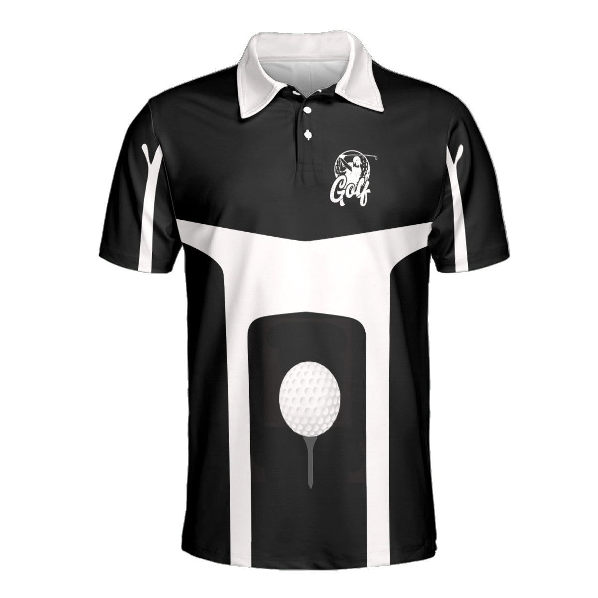 Petthouse | Born To Golf Polo Shirt Golf Logo Mens Polo Shirt Golf Black And White Golfer Gift