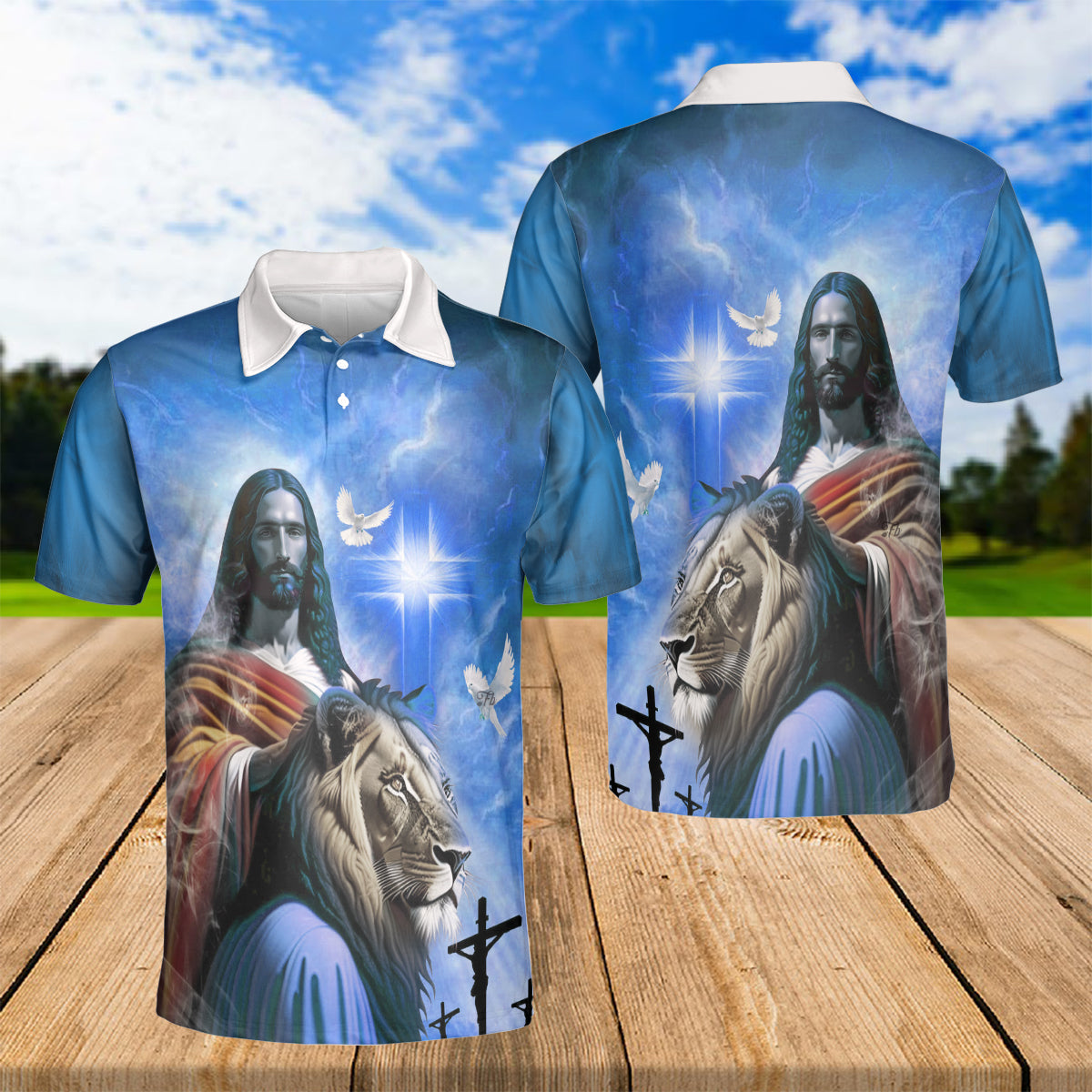 Petthouse | Jesus Christian Lion Of Judah Polo Shirt God Christ Religion Peace Sport Shirt Religious Gift