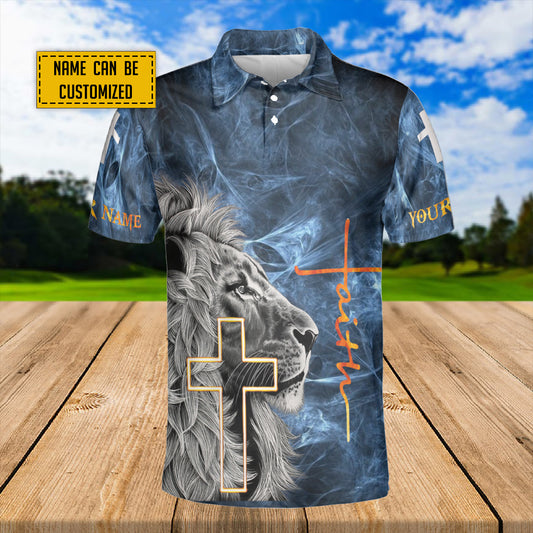 Petthouse | Lion Jesus Christian Polo Shirt When God's Warriors Go Down On Their Knees Unisex Polo Shirt