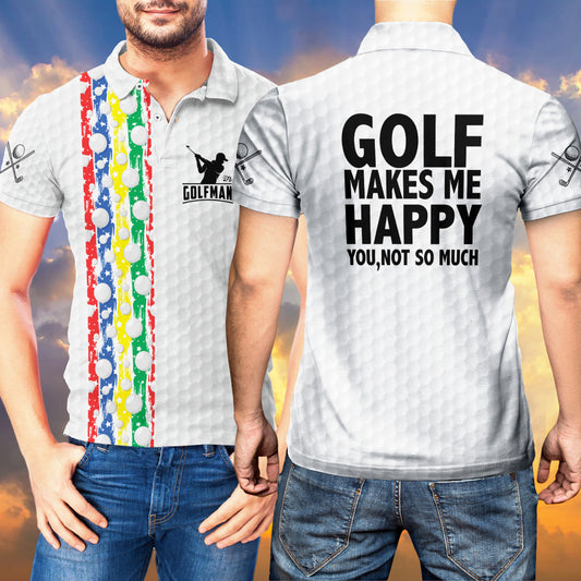 Petthouse | Golf Man Polo Shirt Golf Makes Me Happy Polo Shirt Colorful Golf Player Gift