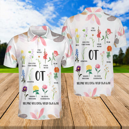 Petthouse | Occupational Therapy Flowers Floral Polo Shirt Occupational Therapist Sport Shirt Friends Gift