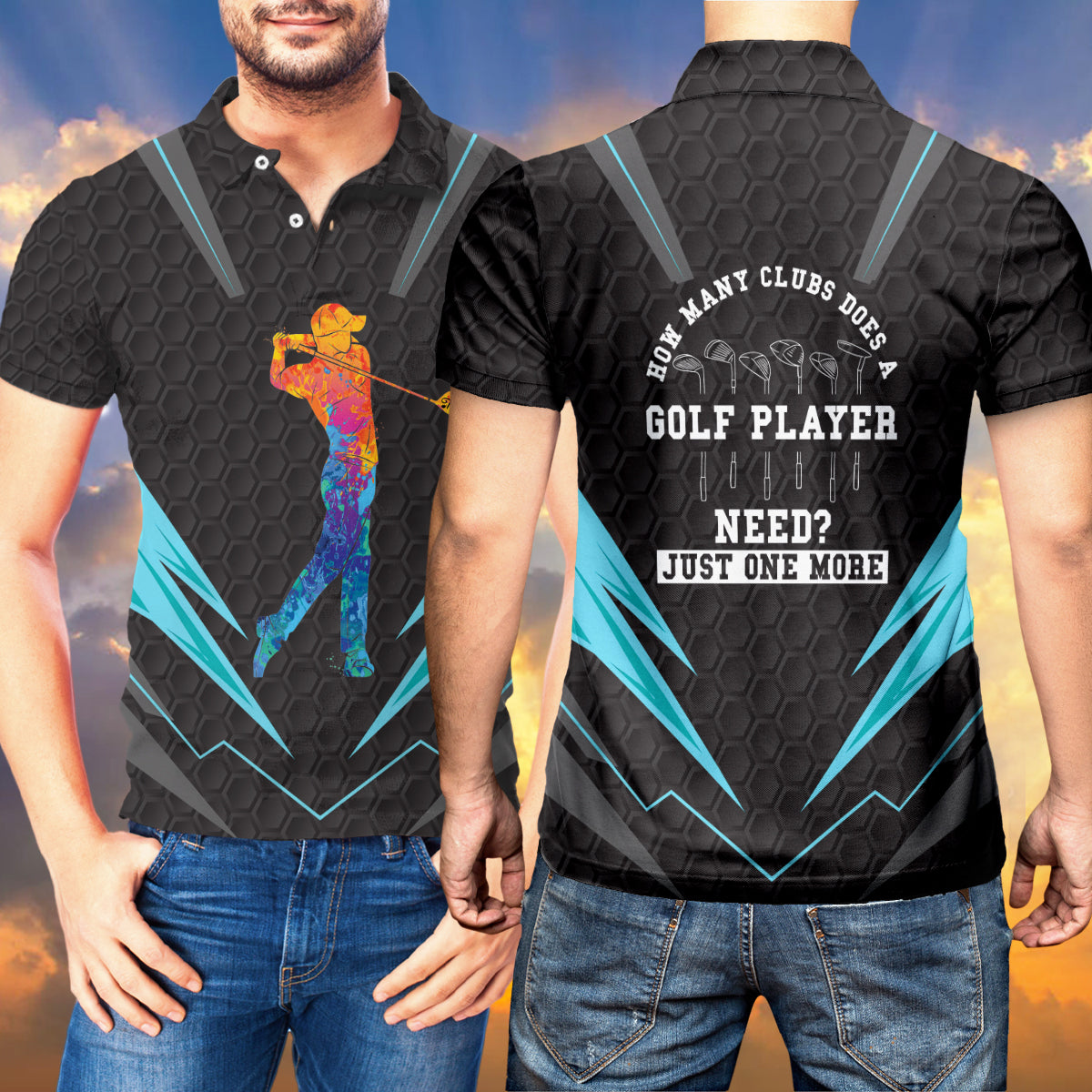 Petthouse | Colorful Golf Swing Polo Shirt Golf Player Polo Need Just One More Golfer Gift Idea