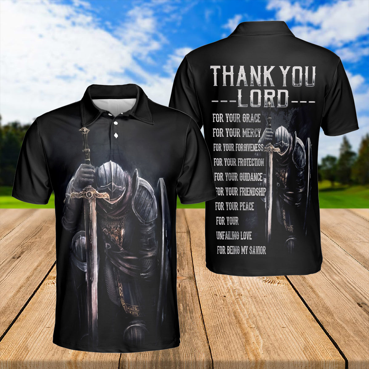 Petthouse | Knight Templar Warrior Christian Polo Shirt Thank You Lord Sport Shirt God Lovers Gift Dad Gift