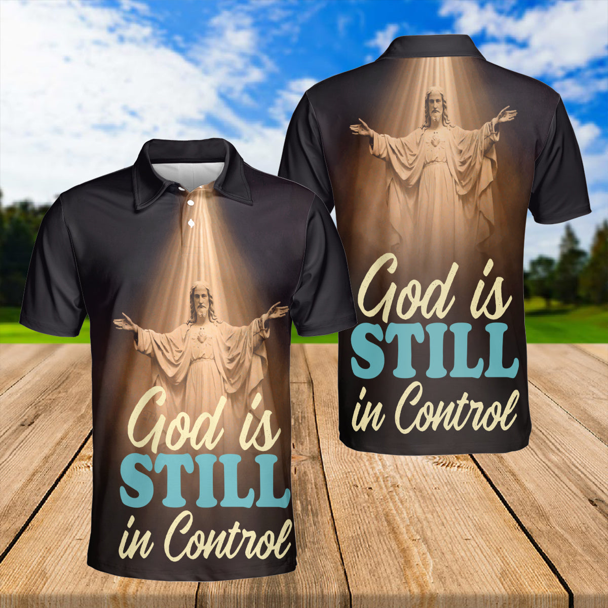 Petthouse | Jesus Christian Polo Shirt God Is Still In Control Sport Shirt Bible Verse Religious Gift Idea