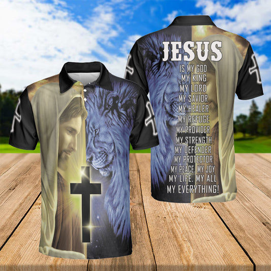 Petthouse | Jesus Lion Polo Shirt Jesus Is My God My King Sport Shirt Lion Of Judah God Lovers Gift