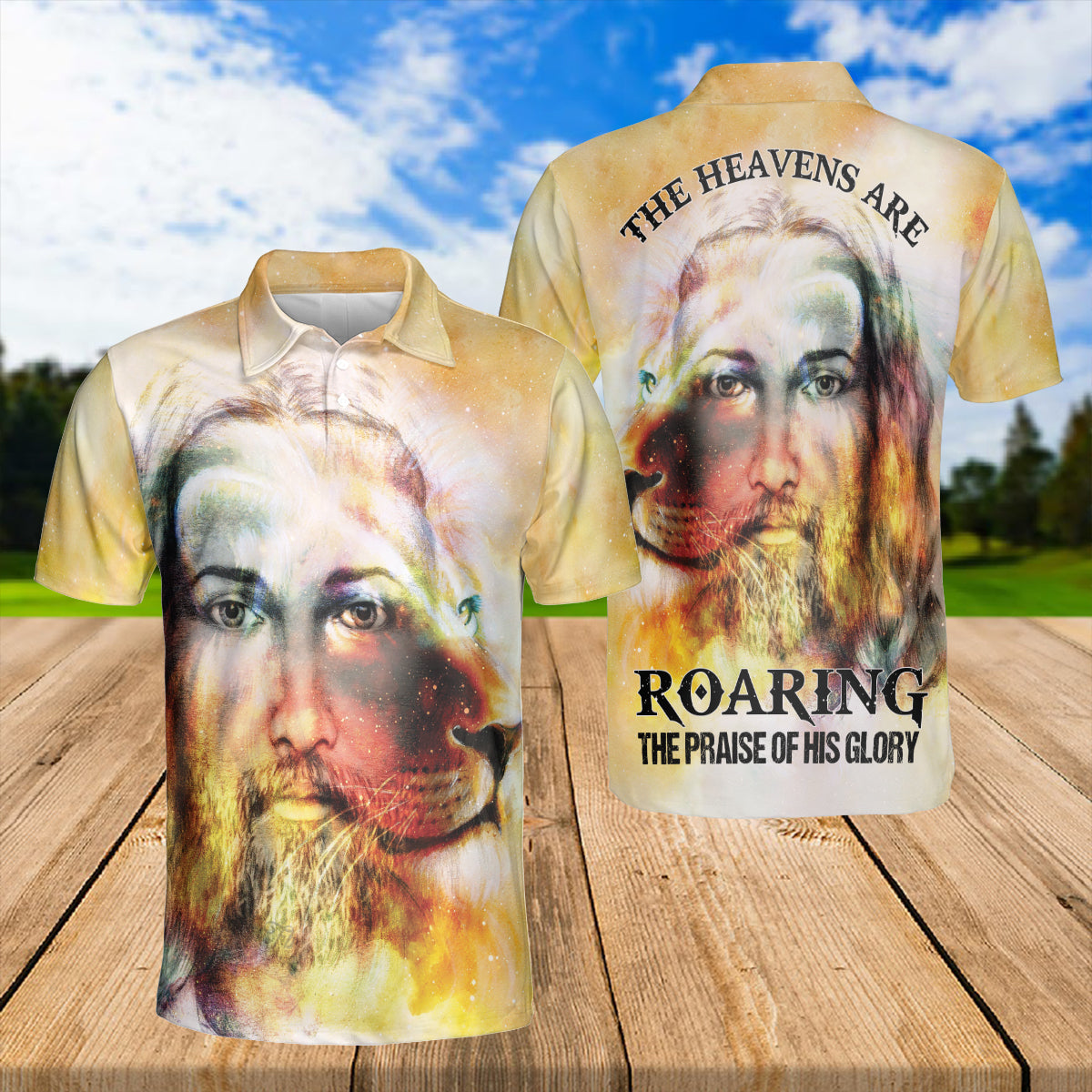 Petthouse | Jesus Christian Lion Of Judah Polo Shirt The Heavens Are Roaring Sport Shirt God Lovers Gift