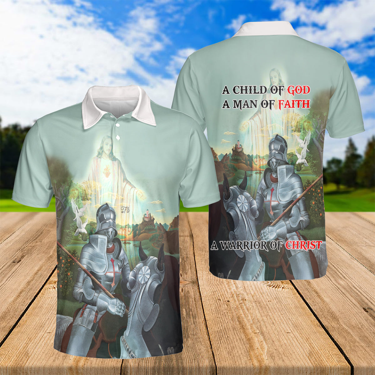 Petthouse | Knight Templar Warrior Christ Polo Shirt God Christian Sport Shirts Religious Gift Father Gift