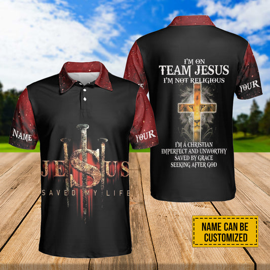 Petthouse | Personalized Jesus Saved My Life Polo Shirt Team Jesus Polo Shirt, Gift For Men