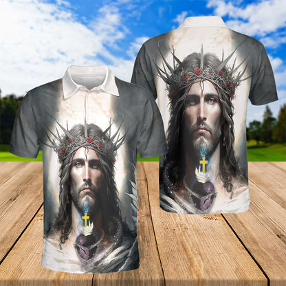 Petthouse | Jesus Christian King Polo Shirt Jesus God Religion Heaven Sport Shirt Religious Gift Christmas Gift